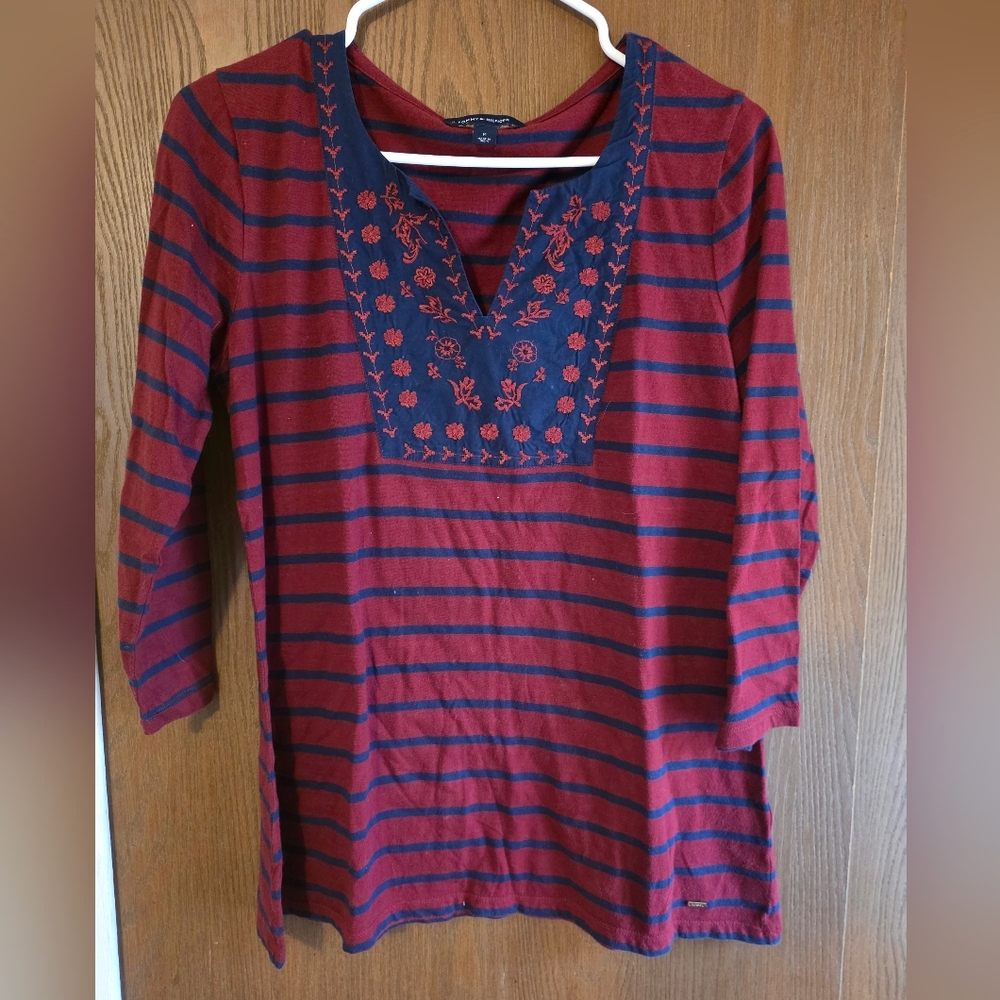 Tommy Hilfiger Red and Blue Embroidered Tunic